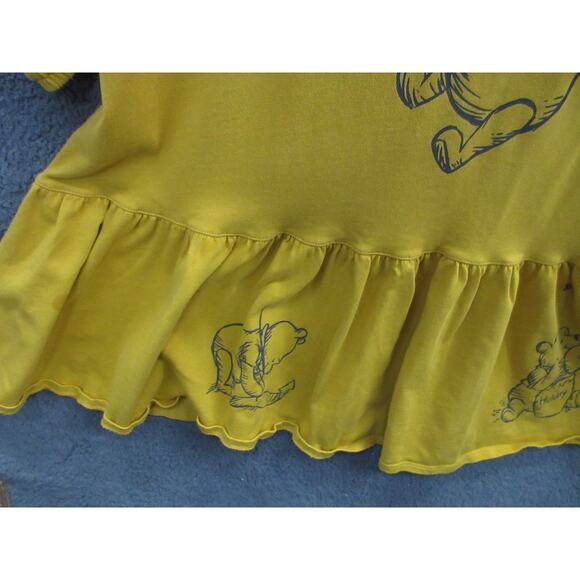 Disney WINNIE THE POOH Golden Yellow Knit Drop Waist Dress Ruffle Hem Size 3X - Picture 5 of 16